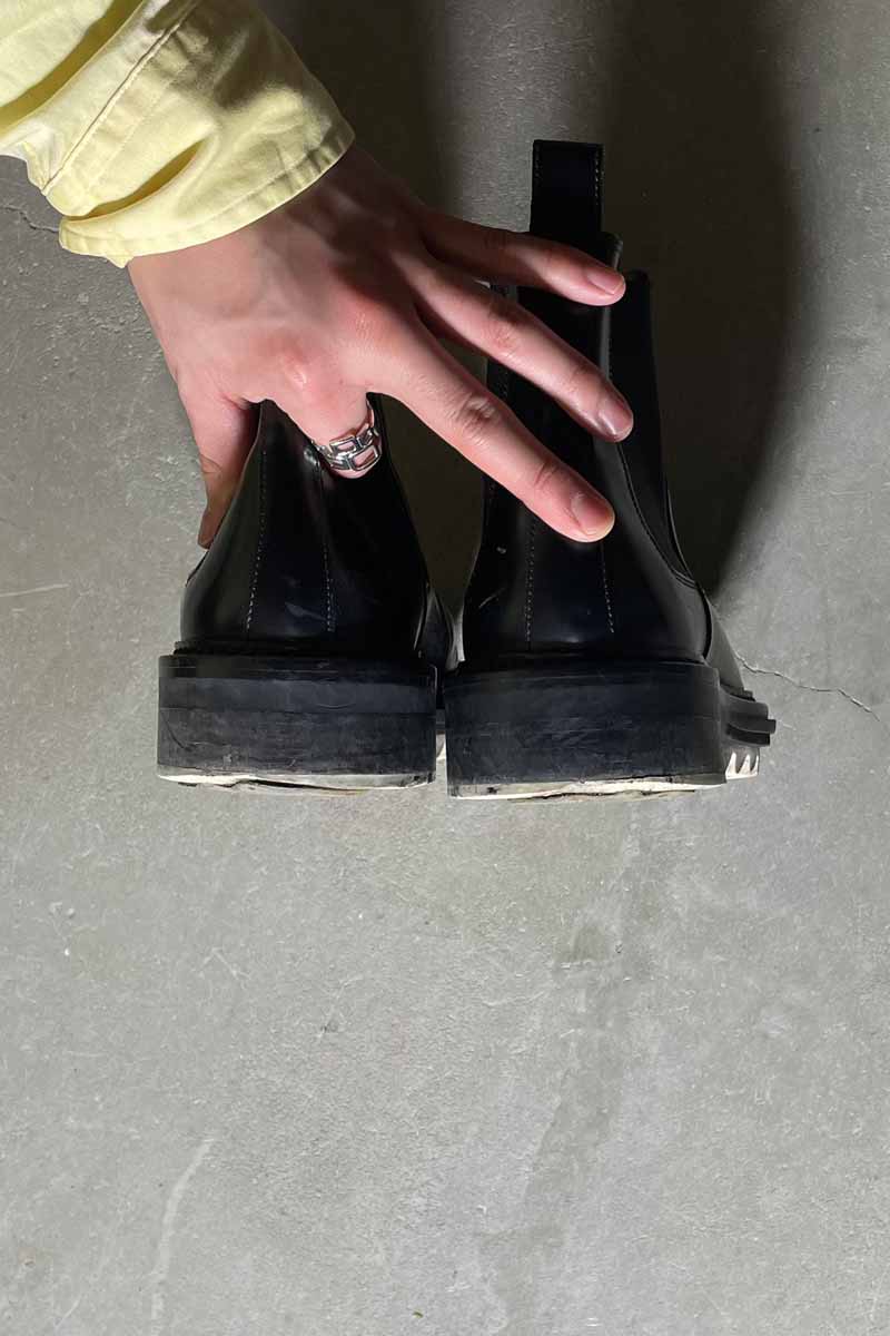 MADE IN ITALY SIDE GOA LEATHER BOOTS / BLACK [SIZE: US8.5 (equivalent to 26.5cm) USED]