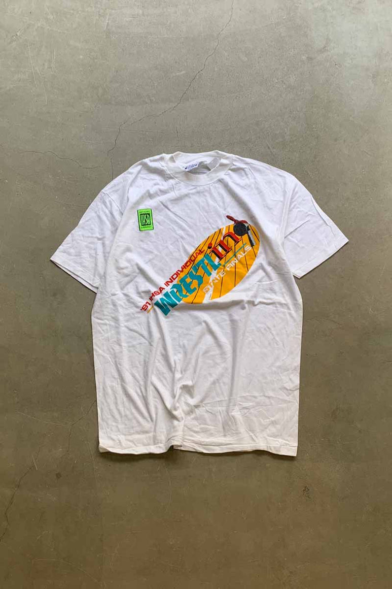 MADE IN USA 91'S S/S IHSA PRINT T-SHIRT / WHITE [SIZE: XL DEADSTOCK/NOS]