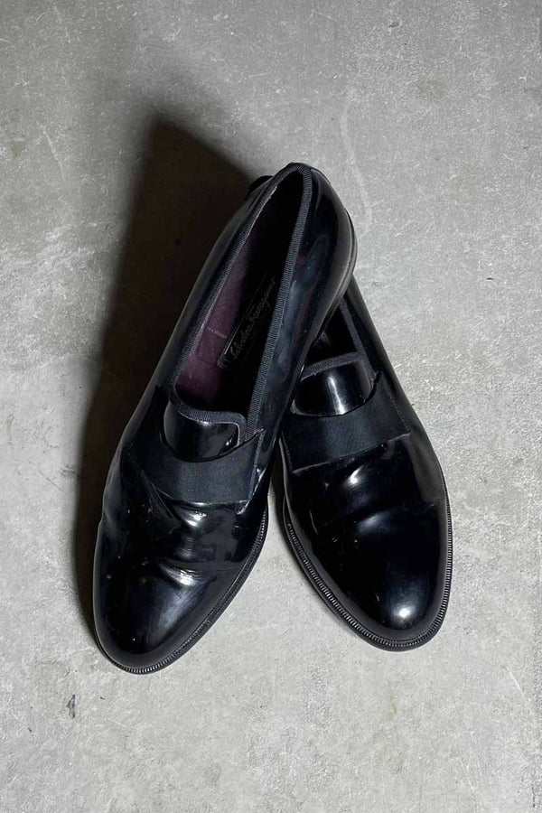MADE IN ITALY ENAMEL LEATHER LOAFERS / BLACK [SIZE: US10.5 (equivalent to 28.5cm) NOS/DEADSTOCK]