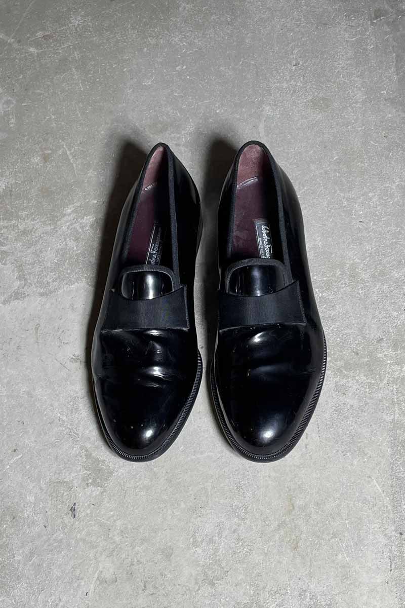 MADE IN ITALY ENAMEL LEATHER LOAFERS / BLACK [SIZE: US10.5 (equivalent to 28.5cm) NOS/DEADSTOCK]