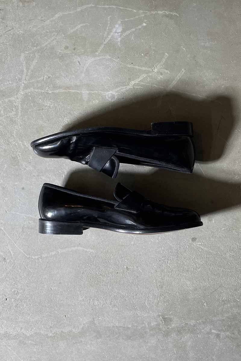MADE IN ITALY ENAMEL LEATHER LOAFERS / BLACK [SIZE: US10.5 (equivalent to 28.5cm) NOS/DEADSTOCK]