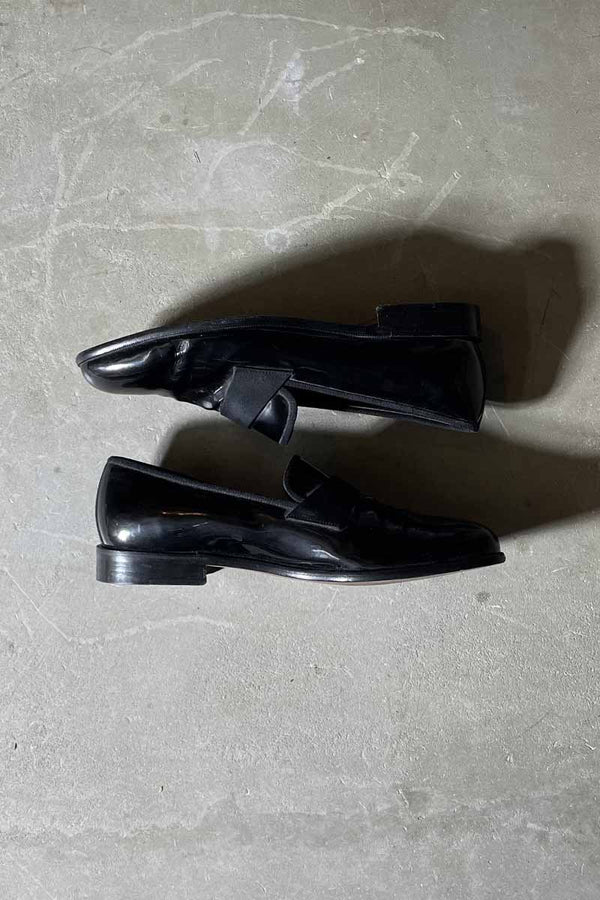 MADE IN ITALY ENAMEL LEATHER LOAFERS / BLACK [SIZE: US10.5 (equivalent to 28.5cm) NOS/DEADSTOCK]