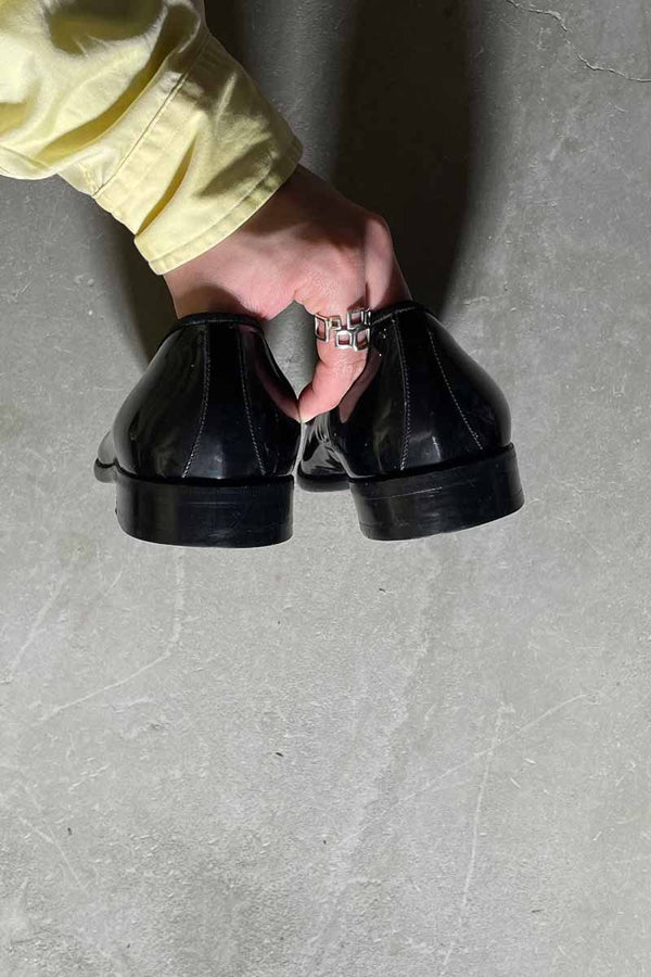 MADE IN ITALY ENAMEL LEATHER LOAFERS / BLACK [SIZE: US10.5 (equivalent to 28.5cm) NOS/DEADSTOCK]