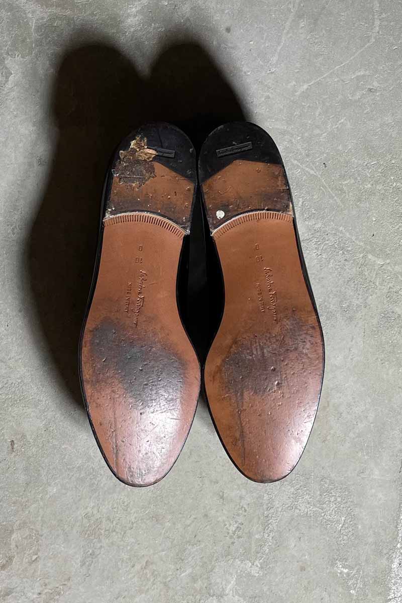 MADE IN ITALY ENAMEL LEATHER LOAFERS / BLACK [SIZE: US10.5 (equivalent to 28.5cm) NOS/DEADSTOCK]