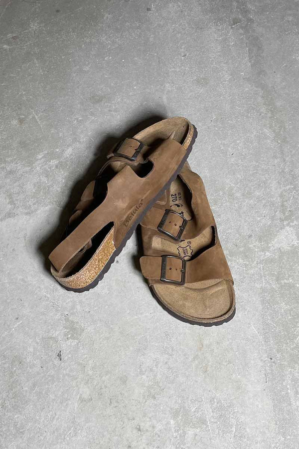 Y2K EARLY 00'S LEATHER NUBUCK SANDALS / BROWN [SIZE: US8.0 (26.0cm) DEADSTOCKNOS/NOS]
