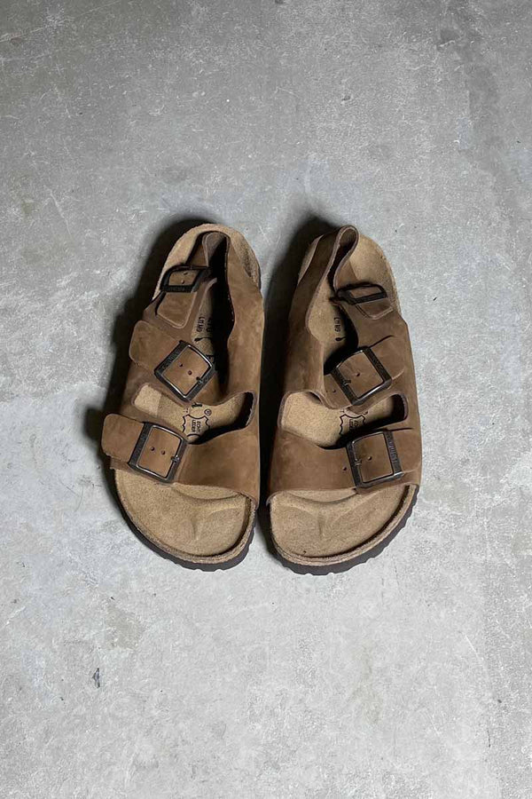 Y2K EARLY 00'S LEATHER NUBUCK SANDALS / BROWN [SIZE: US8.0 (26.0cm) DEADSTOCKNOS/NOS]