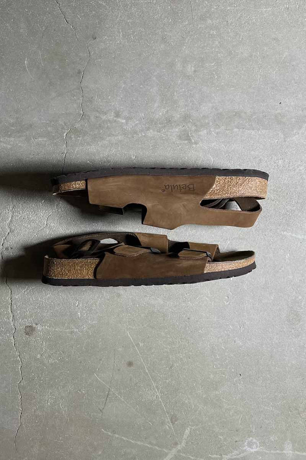 Y2K EARLY 00'S LEATHER NUBUCK SANDALS / BROWN [SIZE: US8.0 (26.0cm) DEADSTOCKNOS/NOS]