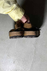 Y2K EARLY 00'S LEATHER NUBACK SANDALS / BROWN [SIZE: US8.0 (26.0cm相当) DEADSTOCKNOS/NOS]