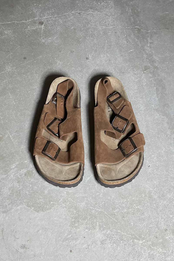 Y2K EARLY 00'S LEATHER NUBUCK SANDALS / BROWN [SIZE: US9.0 (27.0cm) DEADSTOCK NOS/NOS]