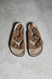 Y2K EARLY 00'S LEATHER NUBACK SANDALS / BROWN [SIZE: US9.0 (27.0cm相当) DEADSTOCKNOS/NOS]