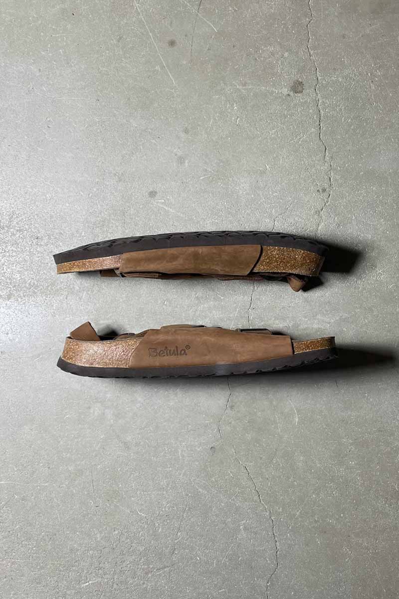 Y2K EARLY 00'S LEATHER NUBUCK SANDALS / BROWN [SIZE: US9.0 (27.0cm) DEADSTOCK NOS/NOS]