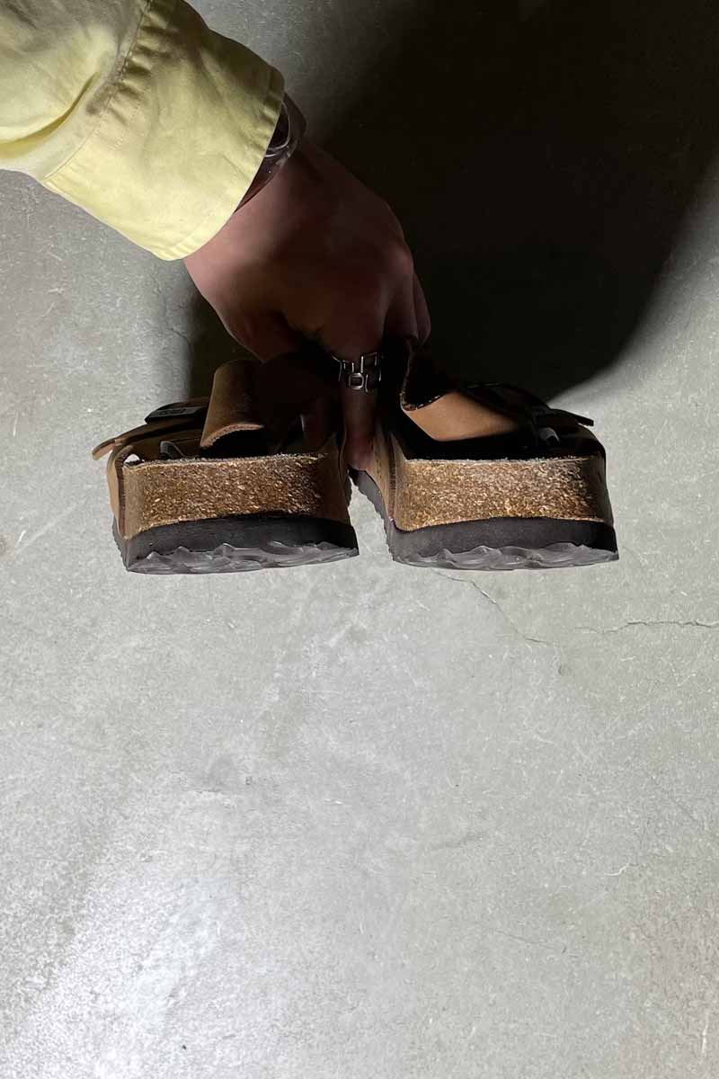 Y2K EARLY 00'S LEATHER NUBUCK SANDALS / BROWN [SIZE: US9.0 (27.0cm) DEADSTOCK NOS/NOS]