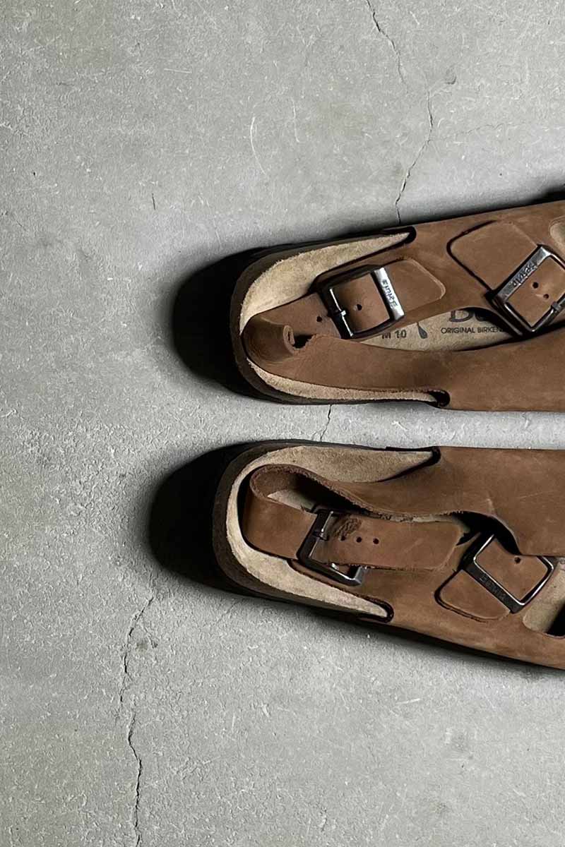 Y2K EARLY 00'S LEATHER NUBUCK SANDALS / BROWN [SIZE: US9.0 (27.0cm) DEADSTOCK NOS/NOS]