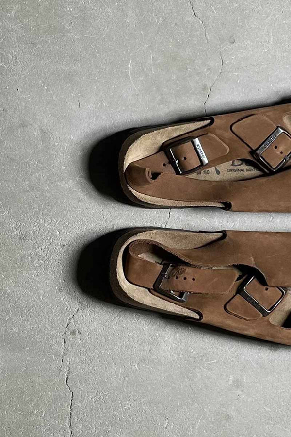Y2K EARLY 00'S LEATHER NUBUCK SANDALS / BROWN [SIZE: US9.0 (27.0cm) DEADSTOCK NOS/NOS]