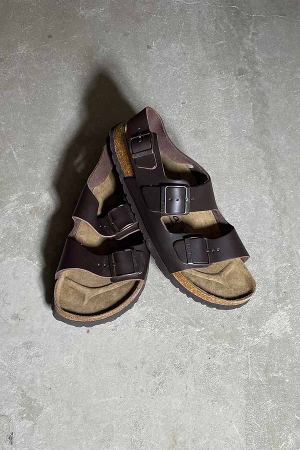 Y2K EARLY 00'S LEATHER SANDALS / BROWN [SIZE: US8.0 (26.0cm) DEADSTOCK NOS/NOS]