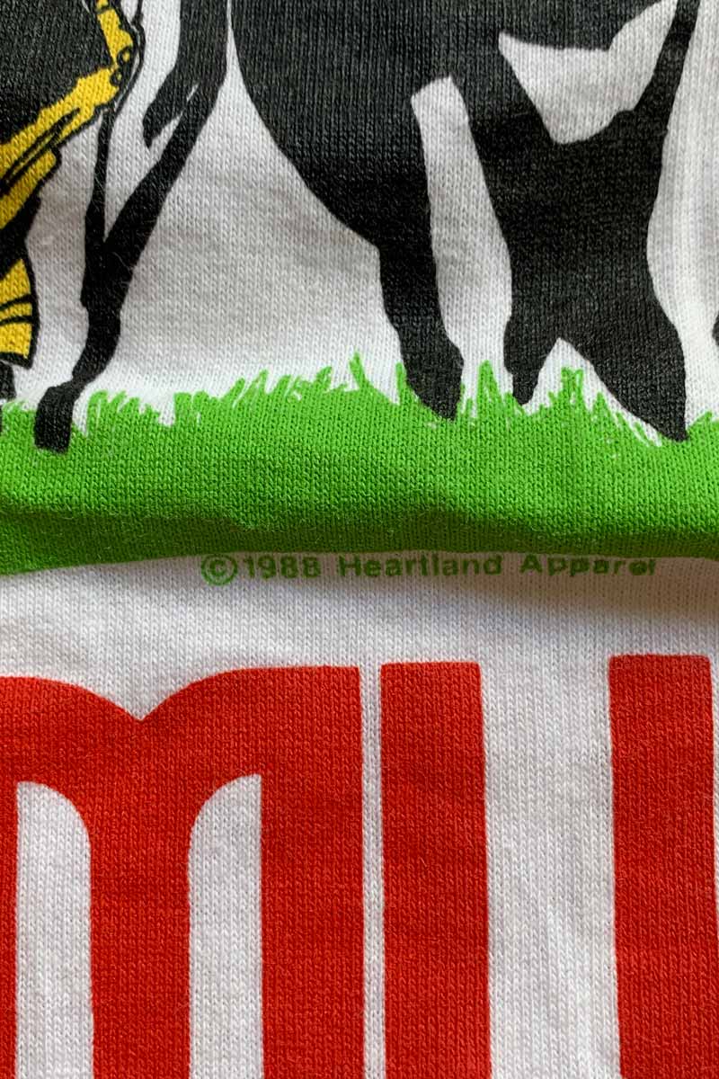 MADE IN USA 88'S S/S MOO TOWN PRINT T-SHIRT / WHITE [SIZE: XL USED]