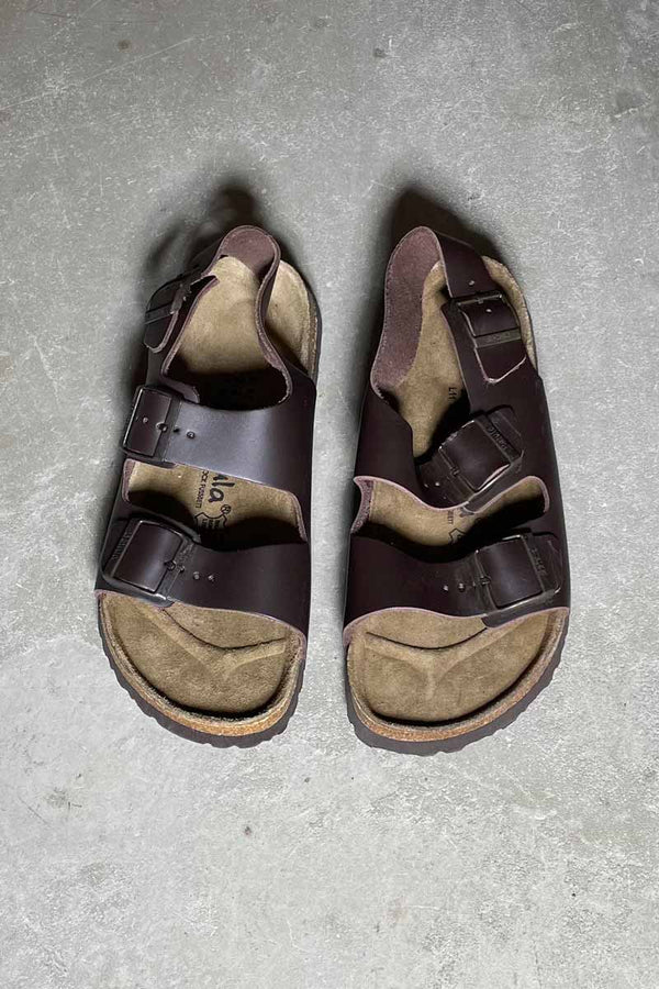 Y2K EARLY 00'S LEATHER SANDALS / BROWN [SIZE: US8.0 (26.0cm) DEADSTOCK NOS/NOS]
