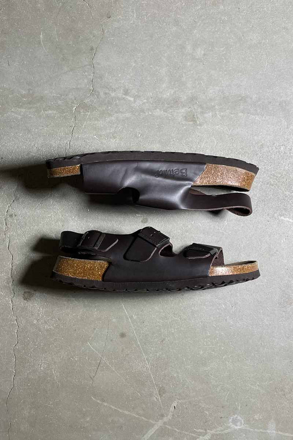 Y2K EARLY 00'S LEATHER SANDALS / BROWN [SIZE: US8.0 (26.0cm) DEADSTOCK NOS/NOS]