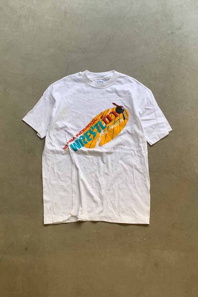 MADE IN USA 91'S S/S IHSA PRINT T-SHIRT / WHITE [SIZE: XL USED]