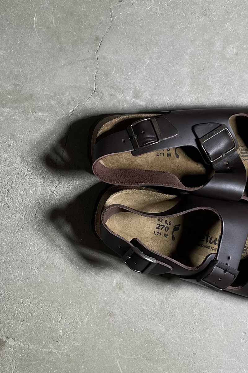 Y2K EARLY 00'S LEATHER SANDALS / BROWN [SIZE: US8.0 (26.0cm) DEADSTOCK NOS/NOS]
