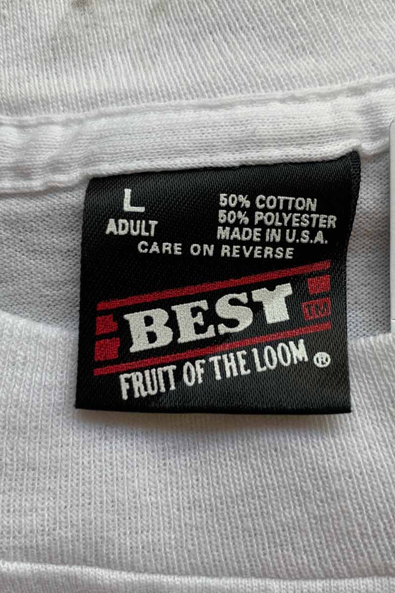 MADE IN USA 95'S S/S KOUTS PORK FEST PRINT T-SHIRT / WHITE [SIZE: L USED]