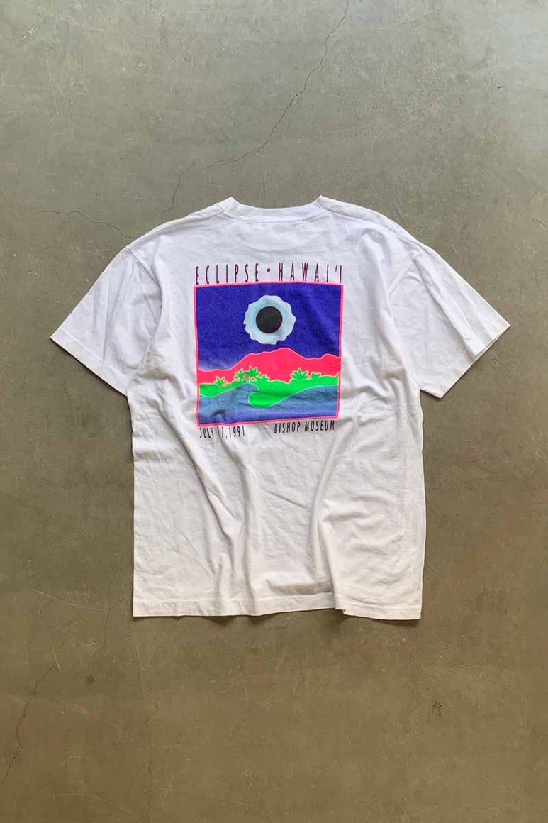 MADE IN USA 91'S S/S ECLIPSE HAWAI'I BACK PRINT T-SHIRT / WHITE [SIZE: XL DEADSTOCK/NOS]