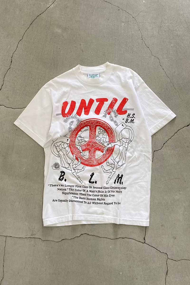 S/S B.L.M DESIGN PRINT T-SHIRT / WHITE [SIZE: S USED]