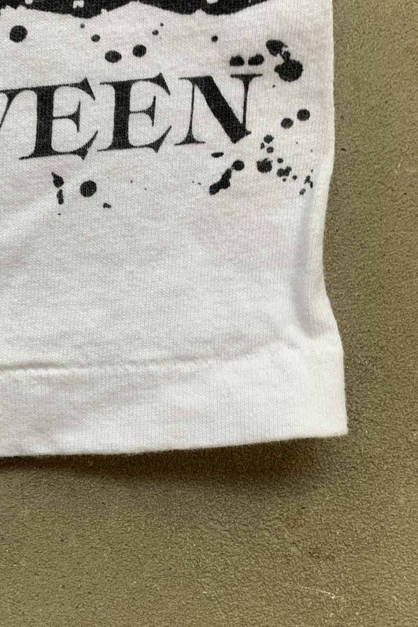 MADE IN USA 90'S S/S HAPPY HALLOWEEN PRINT T-SHIRT / WHITE [SIZE: XL USED]