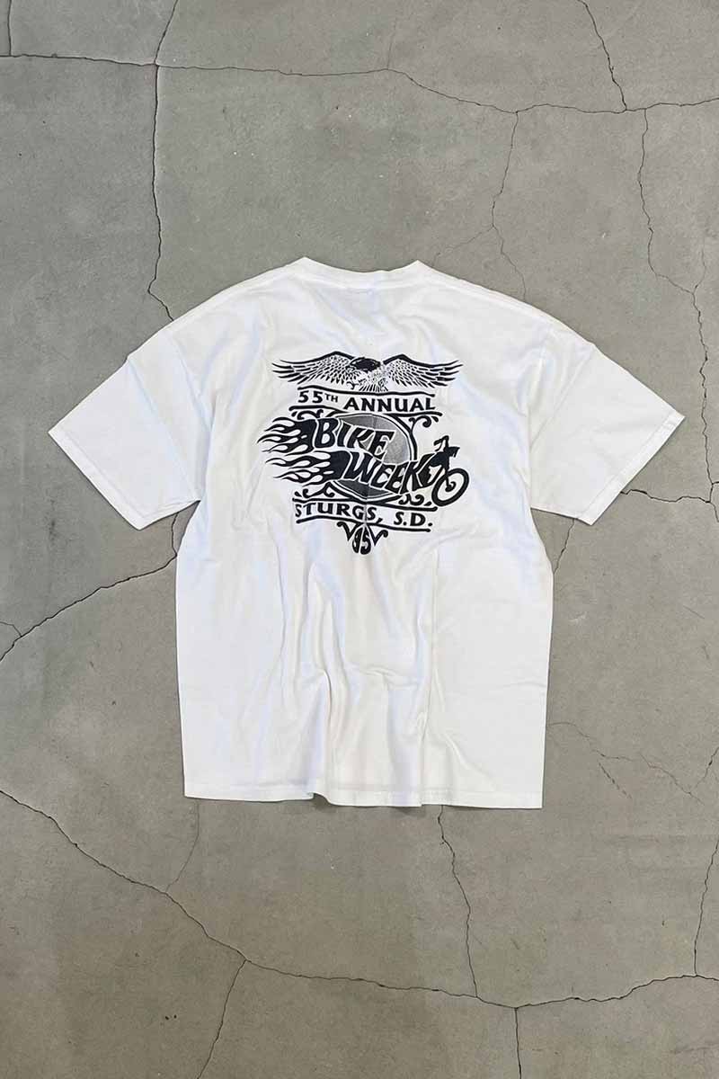 MADE IN USA 95'S S/S RIDE WITH THE WIND PRINT MOTORCYCLE T-SHIRT / WHITE [SIZE: XL USED]