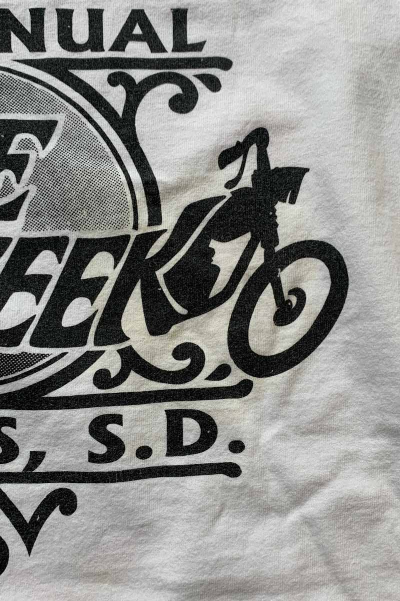 MADE IN USA 95'S S/S RIDE WITH THE WIND PRINT MOTORCYCLE T-SHIRT / WHITE [SIZE: XL USED]