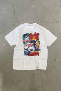 MADE IN USA 99'S S/S K-SENTIALS PRINT RACING T-SHIRT / WHITE [SIZE: L USED]