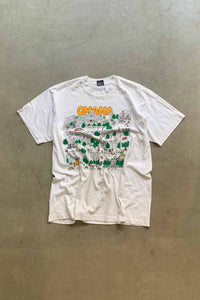 MADE IN USA 90'S S/S OMAHA PRINT ART T-SHIRT / WHITE [SIZE: XL USED]