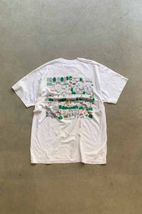 MADE IN USA 90'S S/S OMAHA PRINT ART T-SHIRT / WHITE [SIZE: XL USED]