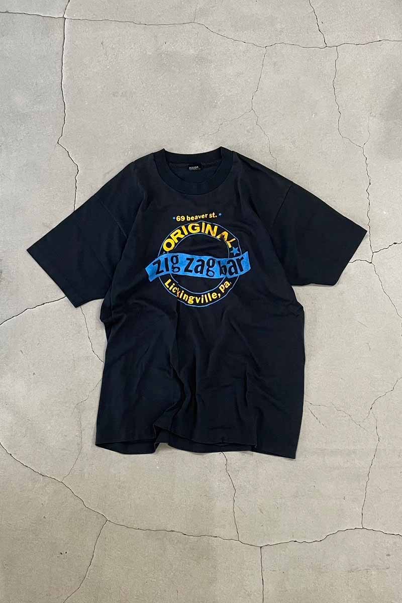 MADE IN USA 90'S S/S 69 BEAVER ST. PRINT ADVERTISING T-SHIRT / BLACK [SIZE: XL USED]