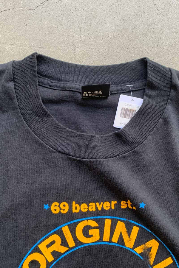 MADE IN USA 90'S S/S 69 BEAVER ST. PRINT ADVERTISING T-SHIRT / BLACK [SIZE: XL USED]