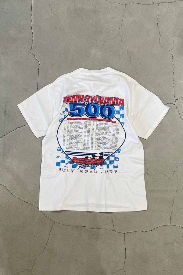 99'S S/S PENNSYLVANIA PRINT RACING T-SHIRT / WHITE [SIZE: L USED]