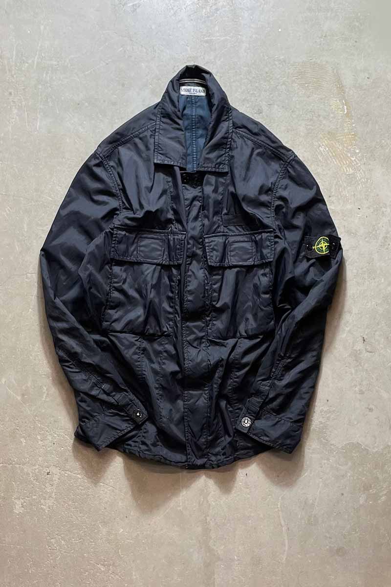 Y2K 08'S NYLON ZIP UP SHIRT JACKET / NAVY [SIZE: XL USED]
