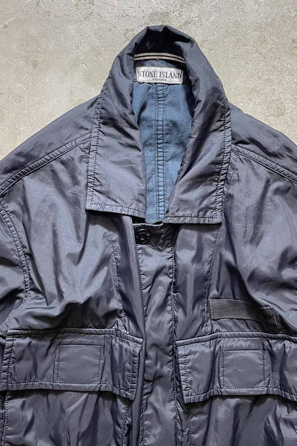 Y2K 08'S NYLON ZIP UP SHIRT JACKET / NAVY [SIZE: XL USED]
