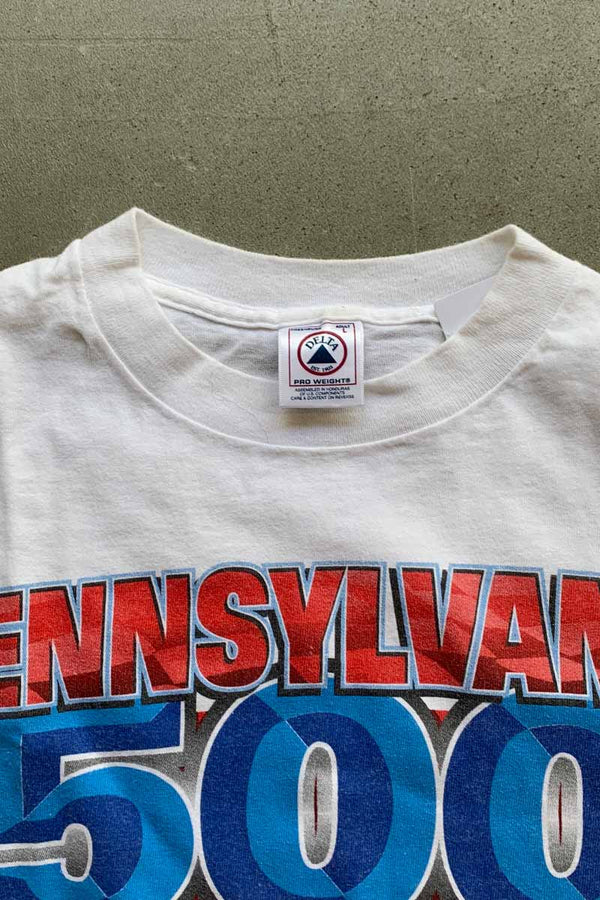 99'S S/S PENNSYLVANIA PRINT RACING T-SHIRT / WHITE [SIZE: L USED]