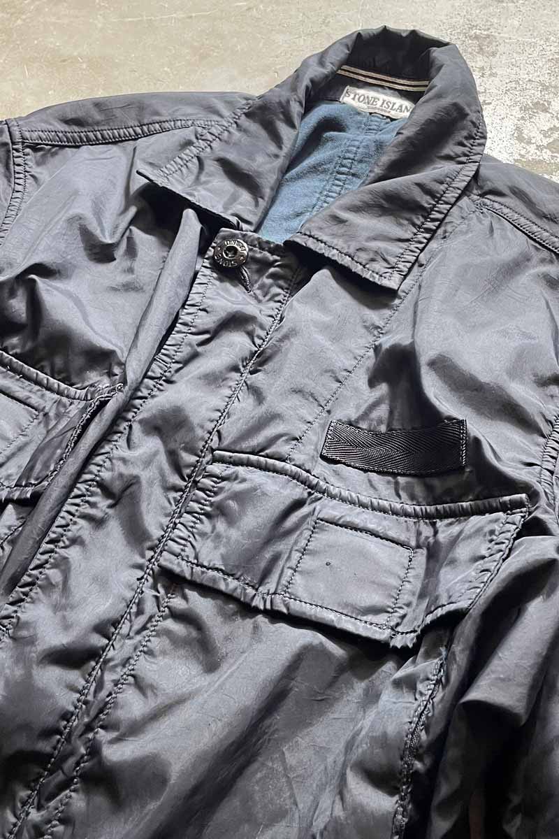 Y2K 08'S NYLON ZIP UP SHIRT JACKET / NAVY [SIZE: XL USED]