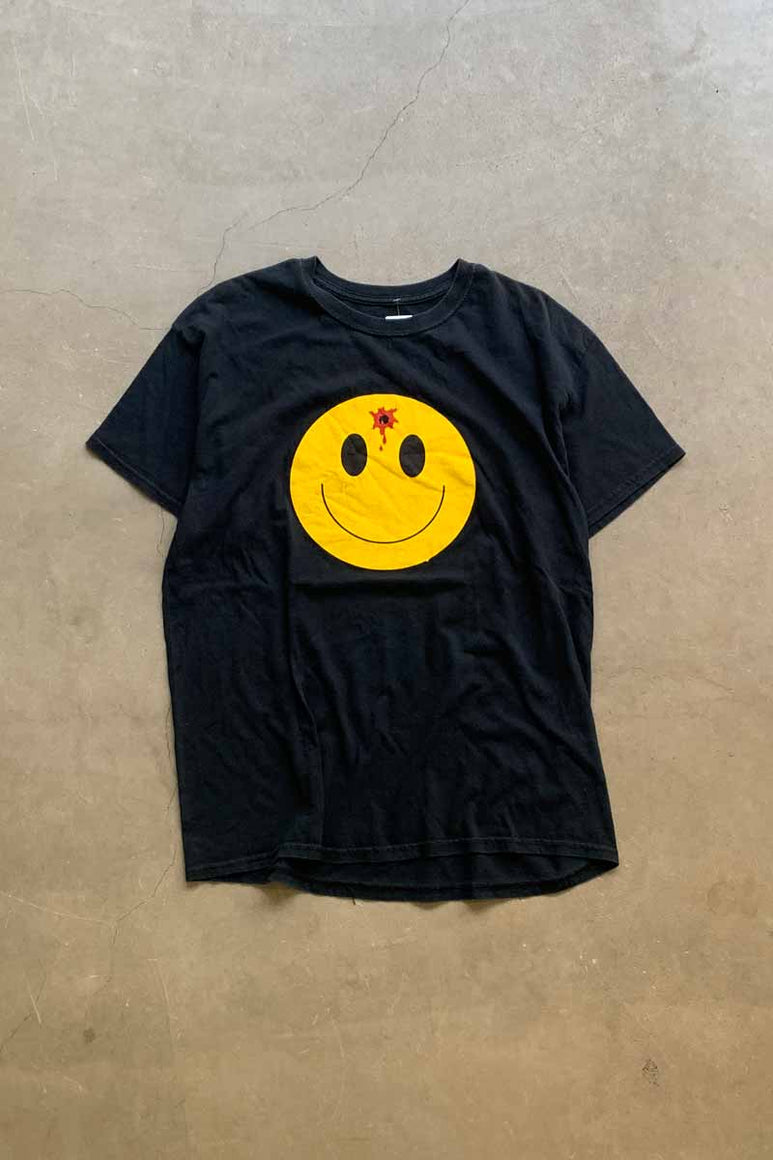 S/S HEAD SHOT SMILE PRINT T-SHIRT / BLACK [SIZE: M USED]