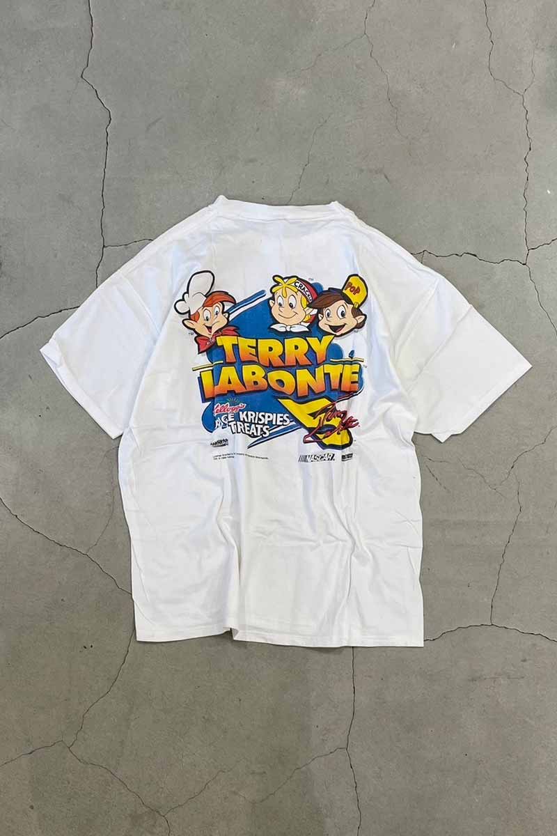 MADE IN USA 90'S S/S TERRY LABONTE PRINT RACING T-SHIRT / WHITE [SIZE: L USED]