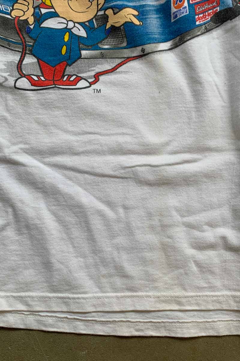 MADE IN USA 90'S S/S TERRY LABONTE PRINT RACING T-SHIRT / WHITE [SIZE: L USED]