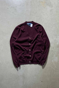 90'S CASHMERE KNIT CARDIGAN / WINE RED [SIZE: L USED]
