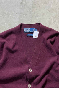 90'S CASHMERE KNIT CARDIGAN / WINE RED [SIZE: L USED]