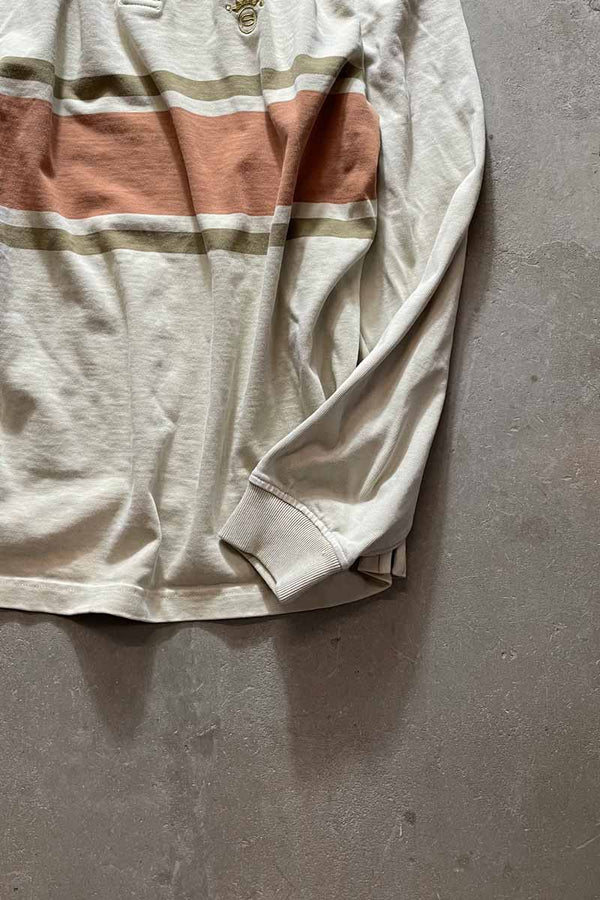 L/S BORDER DESIGN RUGBY SHIRT / BEIGE [SIZE: M USED]