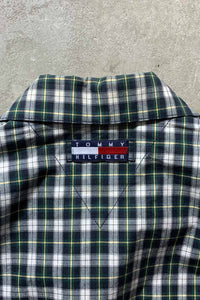 90'S CHECK ZIP UP JACKET / GREEN [SIZE: L USED]