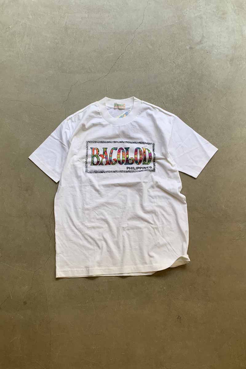 S/S BACOLOD PRINT T-SHIRT / WHITE [SIZE: L DEADSTOCK/NOS]