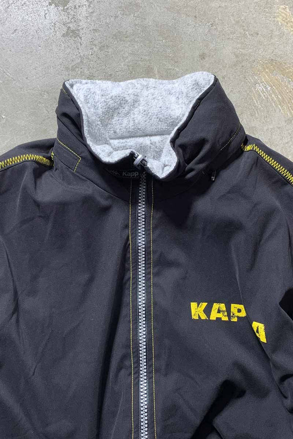 Y2K EARLY 00'S ZIP UP REVERSIBLE FLEECE NYLON JACKET / BLACK / GRAY [SIZE: XL USED]