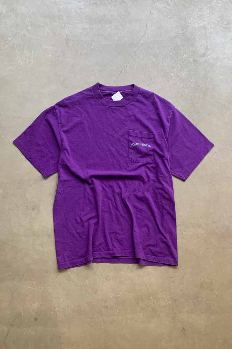 93'S S/S CAMEL BACK PRINT ADVERTISING T-SHIRT / PURPLE [SIZE: XL USED]